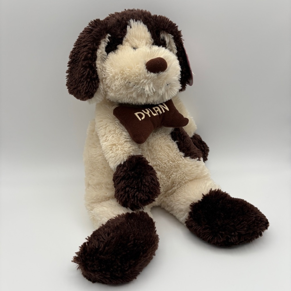 NWT La Senza Girl 2007 Annual Plush DYLAN Puppy Dog Plush w Bone Cream Brown 17"